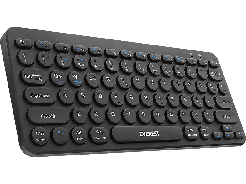 EVEREST KB-BT16 2.4G+BT1+BT2 Q Masaüstü Klavye Siyah