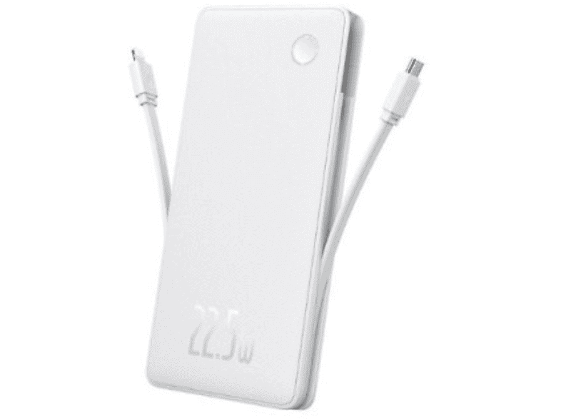 BASEUS Airpow Lite 10000mAh 22.5 W Çift Kablo Taşınabilir Şarj Cihazı Ay Beyazı