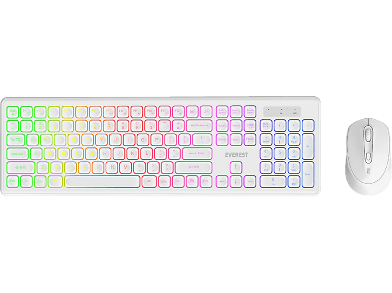 EVEREST KM-319BT 2.4G+BT1+BT2 Çoklu Cihaz Bağlantılı Q Set Kablosuz Klavye + Mouse Beyaz