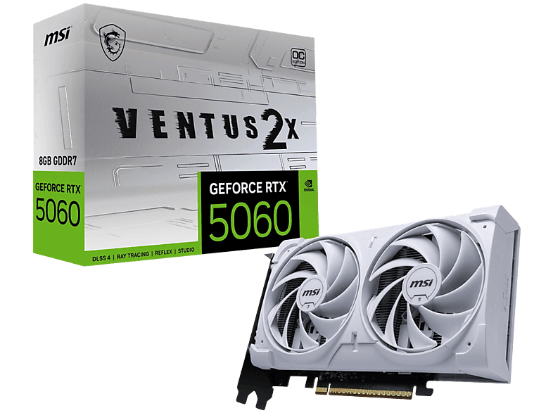 MSI Geforce RTX 5060 8G Ventus 2X OC Beyaz RTX 5060 8GB GDDR7 128Bit DX12 PCIE 5.0 X16 Ekran Kartı