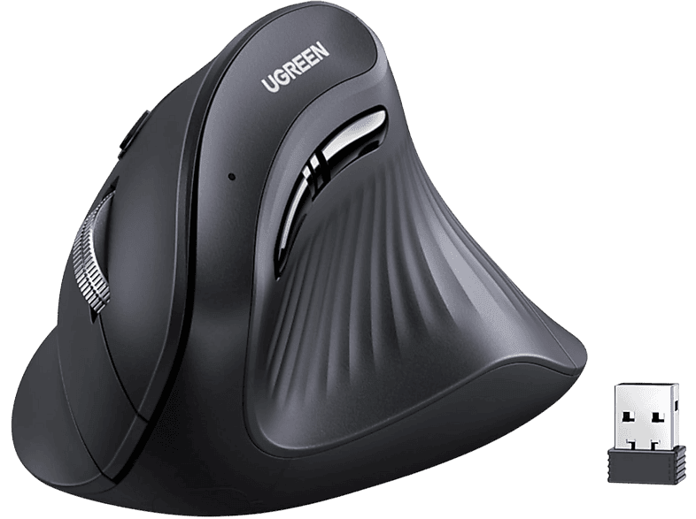 UGREEN Dikey Ergonomik Kablosuz 6 Düğmeli Mouse Siyah 25444