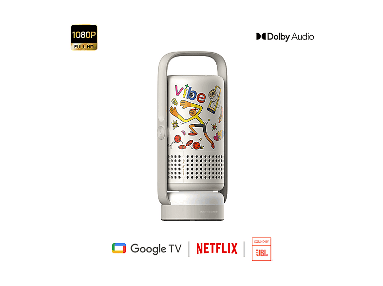 XGIMI Vibe One Bataryalı 1080P 250 Iso Lümen JBL Hoparlör Dolby Audio Ambiyans Işığı Lisanslı Google TV Netflix Taşınabilir Projeksiyon Cihazı