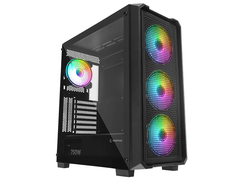 RAMPAGE X-Chain Temper Camlı 750W 80 Plus Bronze 4 Adet RGB Fanlı Gaming Oyuncu Kasası