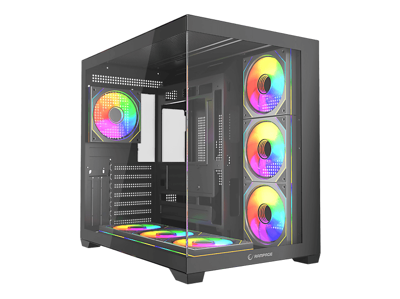 RAMPAGE Ares Temperli Camlı 750W 80 Plus Bronze 7*12cm ARGB Fan ATX Mid-T Gaming Oyuncu Kasası Siyah