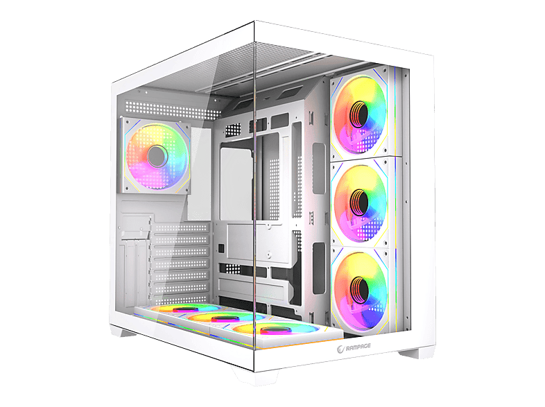 RAMPAGE Ares Temperli Camlı 750W 80 Plus Bronze 7*12cm ARGB Fan ATX Mid-T Gaming Oyuncu Kasası Beyaz