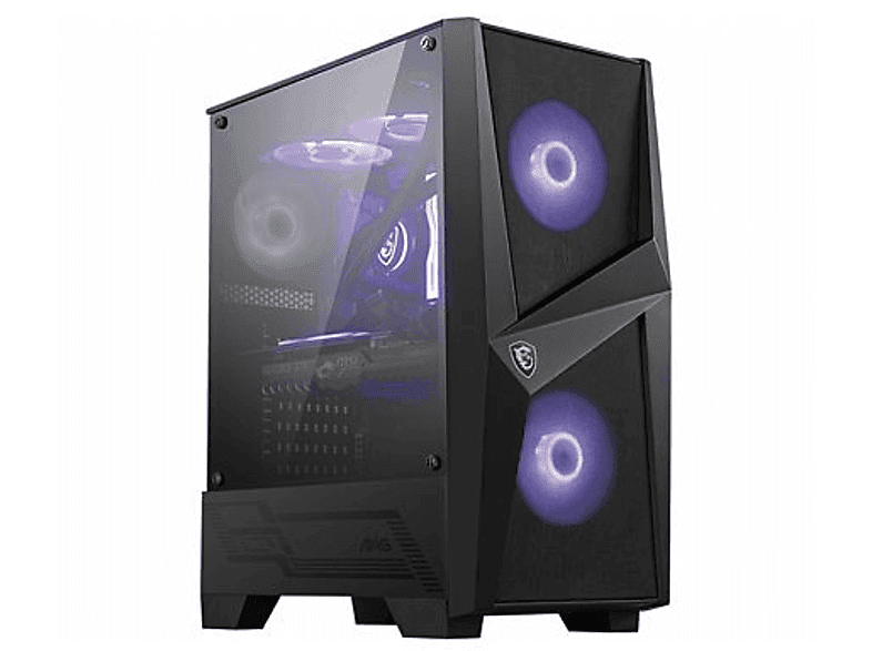 MSI Mag Forge 100M Temperli Cam 2x RGB Fan, 1x 120mm Fan ATX Gaming Bilgisayar Kasası Siyah