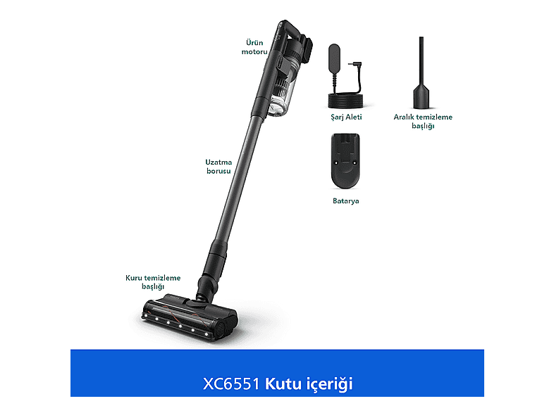 PHILIPS 6000 Serisi XC6551/01 Şarjlı Dikey Süpürge Mor