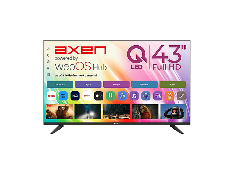 AXEN AX43QFMLN-W02 WebOS Kablosuz Ekran Yansıtma HDR Wi-Fi 43 inç 109 cm 2K SMART TV QLED TV