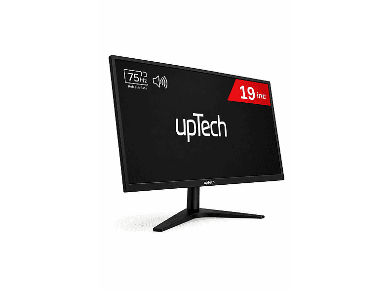 UPTECH Geniş Ekran 75 Hz Dahili Hoparlör (VGA,HDMI,SES) Sesli Led 19 inç HD 5 ms Monitör Siyah