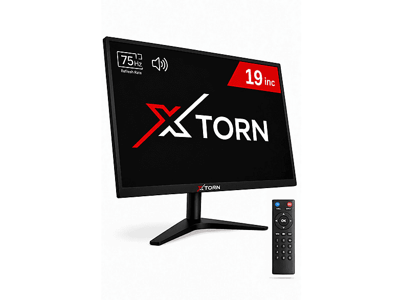 TORN LED 75 Hz Dahili Hoparlörlü Uzaktan Kumandalı HDMI VGA Geniş Ekran 19 inç HD 5 ms Monitör Siyah