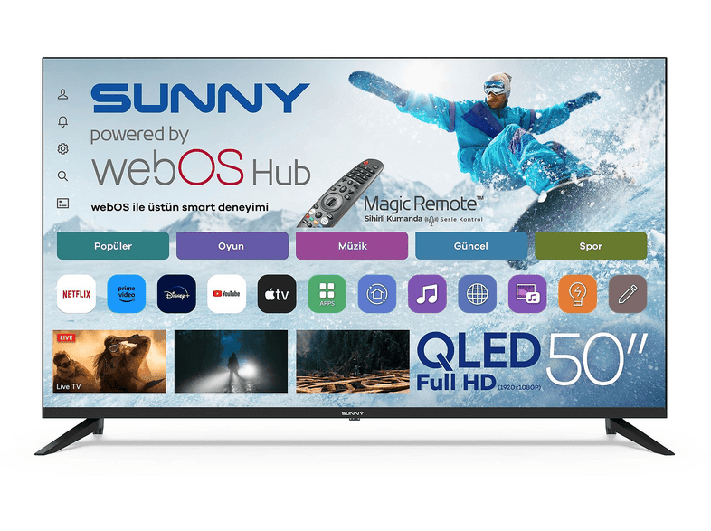 SUNNY SN50QUPRL-W02 Smart webOS 2.0S Sihirli Kumandalı 50 inç 126 cm Full-HD QLED TV