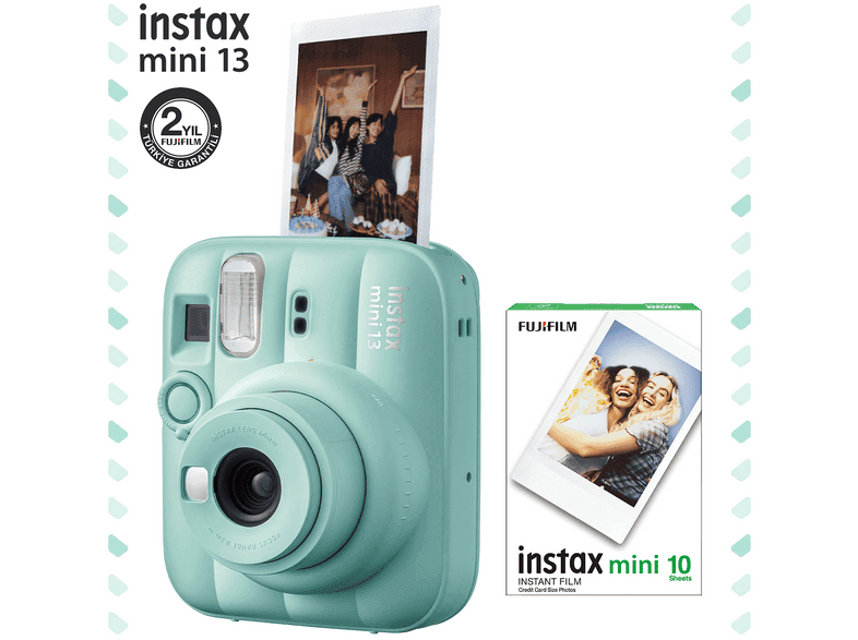 FUJIFILM Instax mini 13 10'lu Mini Film ve Fotoğraf Makinesi Yeşil