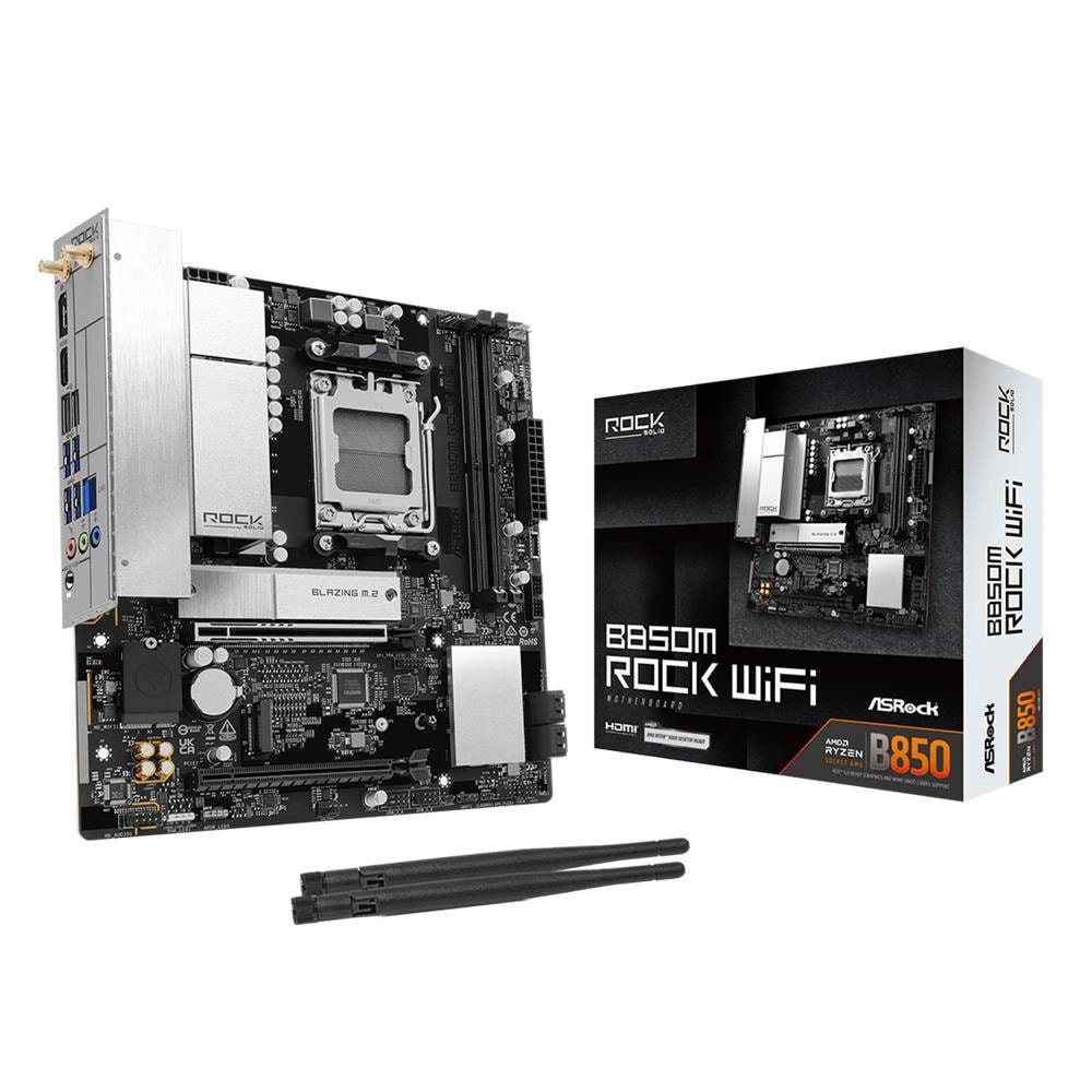 ASROCK B850M ROCK WIFI AMD B850 Soket AM5 DDR5 8200MHz (OC) M.2 Anakart