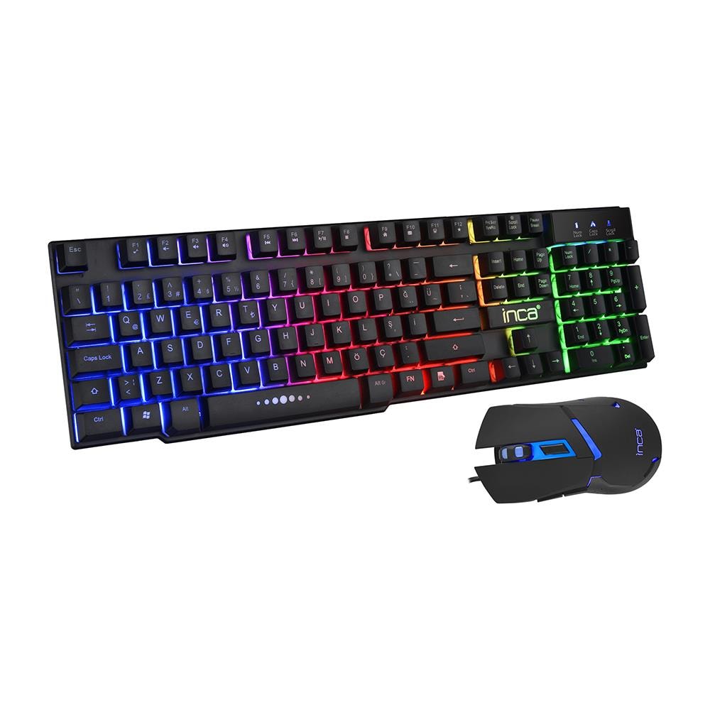 INCA IKG-448 RAINBOW EFECT MEKANİK HİSLİ GAMING KLAVYE & MOUSE SET