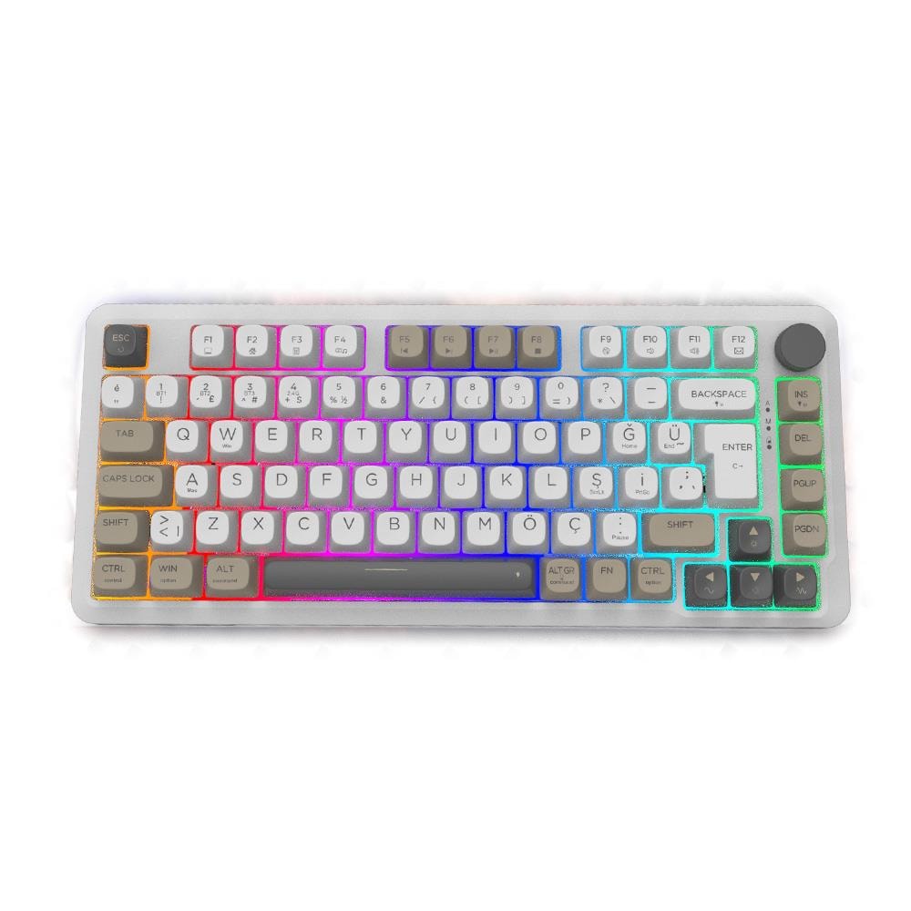 INCA IKG-455 EMPOUSA GASKET HOT SWAP POSH TRİ-MODE MAKRO RGB MEKANIK GAMING KLAVYE-BEYAZ
