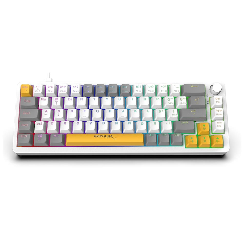 INCA IKG-457 EMPOUSA HOT SWAP RED SWITCH RGB KABLOLU MAKRO MEKANIK GAMING KLAVYE-BEYAZ