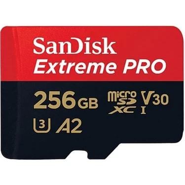 SanDisk Extreme Pro 256 gb 200/140 mb/s microSDXC UHS-I A2 V30 Adaptörlü Hafıza Kartı