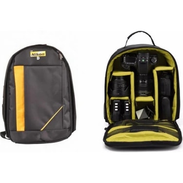 Pdx Nikon Dslr Sırt Çantası Bölmeli Sarı-Siyah Renk 31x25x14 cm Profesyonel Taşıma