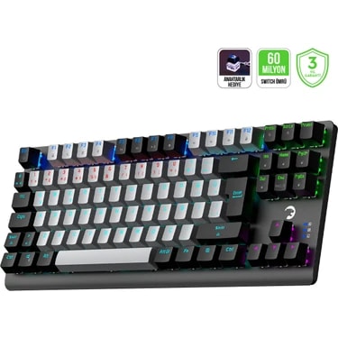 Gamepower Eva 3 60M Mekanik Blue Switch Türkçe Q 88 Tuş USB Gaming Klavye - 3 Yıl