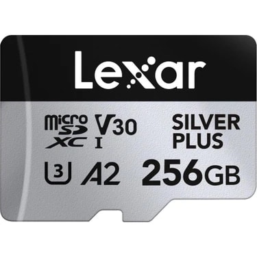 Lexar 256GB Silver Plus Micro SD Hafıza Kartı 205MB/s Hızında 4K V30 UHS-I