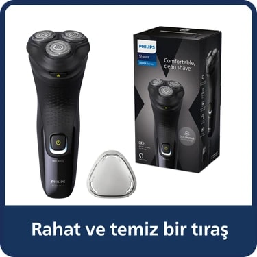 Philips 3000X Serisi Islak&Kuru Tıraş Makinesi, 3 Yönde Dönen Başlıklar, Hassas Düzeltici,
