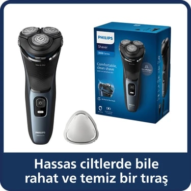 Philips 3000 Serisi Islak&Kuru Tıraş Makinesi, 5 Yönde Dönen Başlıklar, Hassas Düzeltici,