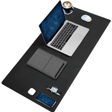 Black Deer PU Deri Mouse Pad Dikişli Kenar Büyük Boy Pürüzsüz Yüzey Çift Yönlü Kullanım Masa Matı