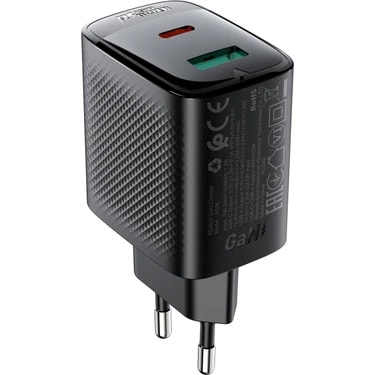 Acefast 45W PD USB-C + USB-A 2 Port Hızlı Şarj Aleti Isı Düşüren GaN Destekli Akım Korumalı Güç