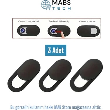 Mabs Tech Telefon Tablet Laptop Kamera Kapatıcı Gizleyici 3'lü/5'li - Aç Kapa Sürgülü Webcam