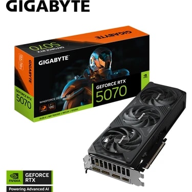 GIGABYTE VGA GeForce RTX™ 5070 WINDFORCE OC 12GB, 192 Bit, GDDR7, HDMI Ekran Kartı -