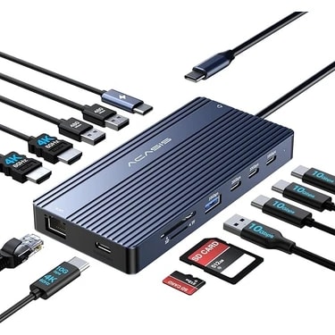 Acasis DS0203 14 in 1 USB-C Docking Station, 2x4K60Hz HDMI, 4K60Hz USB-C, 4xUSB-C 10Gbps, 3xUSB-A,