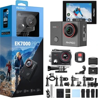 Akaso EK7000 Pro 4K Wi-Fi Aksiyon Kamera ve Aksesuar Seti (Akaso Türkiye 2 Yıl
