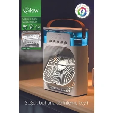 Kiwi KFAN-7655 3'ü 1 Arada Nemlendirici, Gece Lambası ve Soğuk Buharlı Masa Tipi