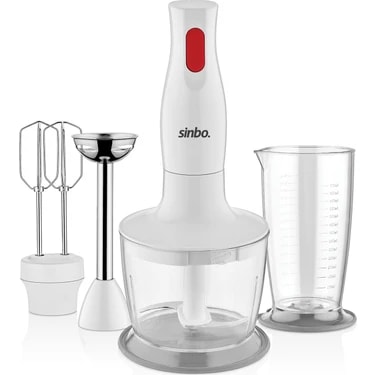 Sinbo SHB-3147 400 Watt El Tipi Blender Seti Beyaz Renk 700 ml Ölçü Kabı ve 600 ml