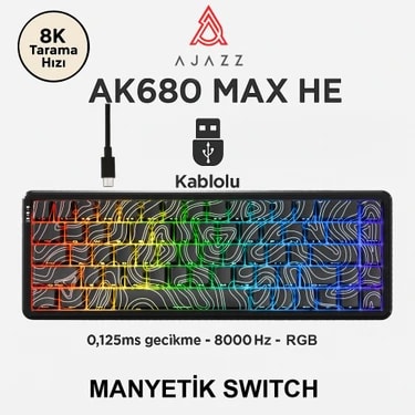 Ajazz AK680 Max Rapid Trigger Manyetik Switch Mekanik Klavye Rgb Aydınlatma 0.02 Ultra Düşük