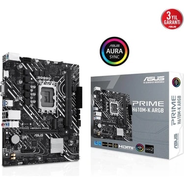 ASUS PRIME H610M-K ARGB Intel H610 LGA1700 DDR5 5600 HDMI, Analog M2 USB3.2 AURA RGB