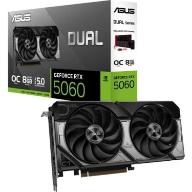 ASUS DUAL-RTX5060-O8G-NVIDIA-GEFORCE-RTX 5060-8GB GDDR7-128bit--OC-HDMI-3xDP-DLSS3 EKRAN