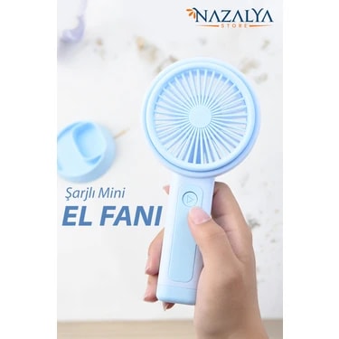 Telefon Standlı Taşınabilir El Masa Fanı - Mini Vantilatör Masaüstü Şarjlı