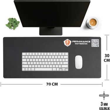 PER4MANCE Kaydırmaz Siyah Mouse Pad 70x30 cm Kumaş Yapı ile Günlük Kullanım için