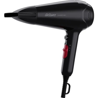 Arzum Hairstar Siyah Saç Kurutma Makinesi 2100 W Güç ve 2 Kademe Hız Ayarı ile Profesyonel Kullanım