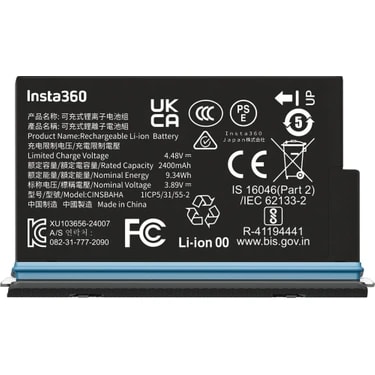 INSTA360 X5 2400 mAh Kapasiteli Şarj Edilebilir Batarya Aksiyon Kamerası İçin Yüksek