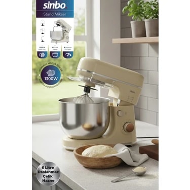 Sinbo SMX-2769 Standlı Mikser 1300 W Güç, 6 Lt Kapasite, Metal Hazne, Sıçrama Önleyici