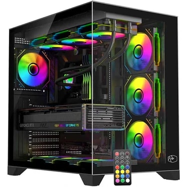 Gametech Prime V2 Kumandalı (7 x 120 Mm) ARGB Fanlı Özel vidasız Paneller Gaming Boş Bilgisayar