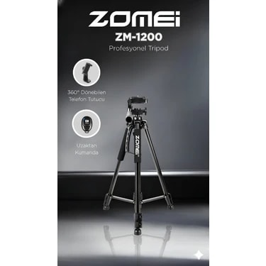 Zomei ZM-1200 Kamera ve Telefon TRIPODU-360° Dönebilen Telefon Tutucu ve Çanta