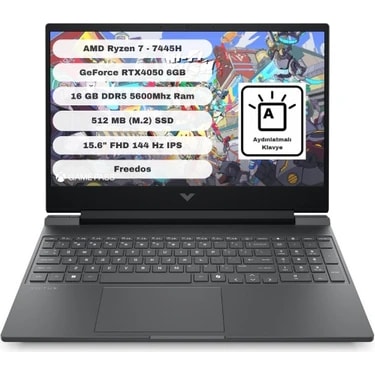Hp Victus 15-FB3038NT BX9U9EA 6gb RTX4050 Amd Ryzen 7 7445H 16GB Ram 512GB SSD 15.6 Inç Fhd 144Hz