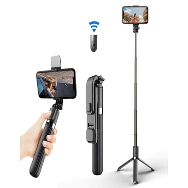 Azurtech Tripod Kablosuz Selfie Çubuğu, Bluetooth Kamera, Tripod