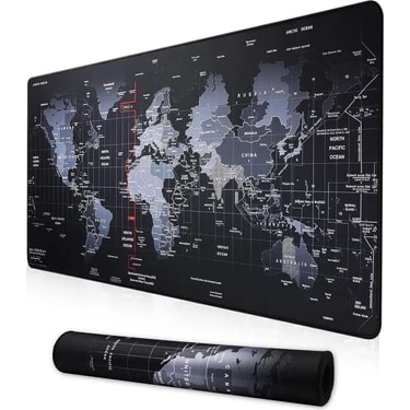 Büyük Boy Xxl 90X40 Mouse Pad Dünya Haritası Desenli Oyuncu Gamer Gaming Mousepad Yüksek