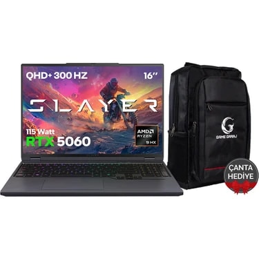 Game Garaj Slayer R9T-5060 C7 AMD Ryzen 9 8945HX 16GB 1TB SSD RTX5060 Freedos 16" Taşınabilir