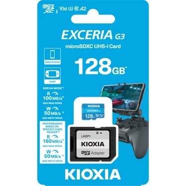 Kioxia 128GB Exceria G3 Micro Sdxc U1 V30 A2 4K 160/50 Mb/sn Hafıza Kartı