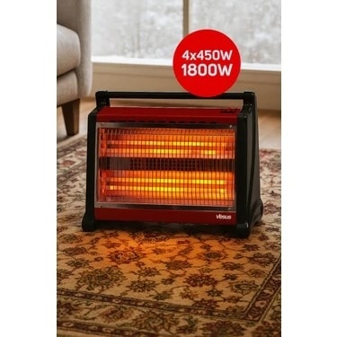 Vesus Şömine Tipi Elektrikli Isıtıcı 1800W Quattro 4x4 Quartz